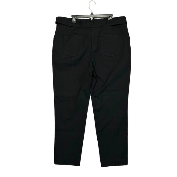 Boden Tailored Tie Waist Pants NWT Women's Sz 16/18L Black Ankle Stretch Belted - Picture 2 of 7